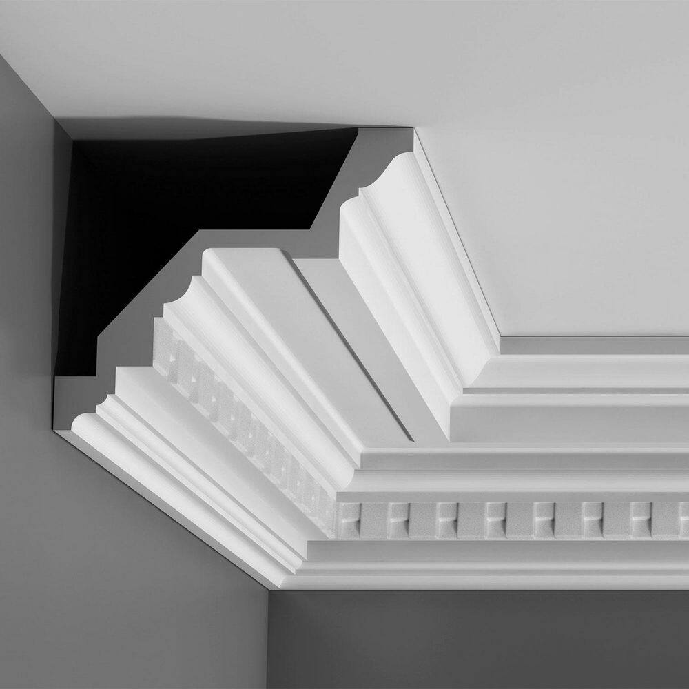 ORAC DECOR 6-1/2 in. x 7-5/8 in. x 78-3/4 in. Dentil Primed White High Density Polyurethane Crown Moulding