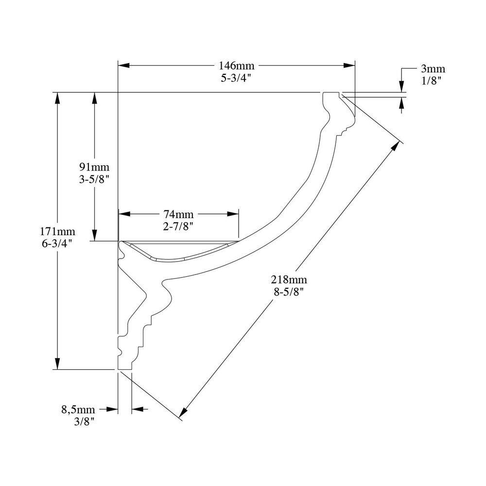 ORAC DECOR 5-3/4 in. x 6-3/4 in. x 78-3/4 in. Primed White Plain Polyurethane Crown Moulding (10-Pack)