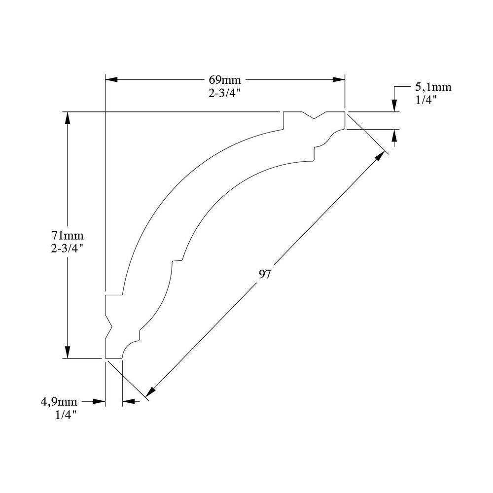 ORAC DECOR 2-3/4 in. x 2-3/4 in. x 78-3/4 in. Primed White Plain Polystyrene Crown Moulding (22-Pack)