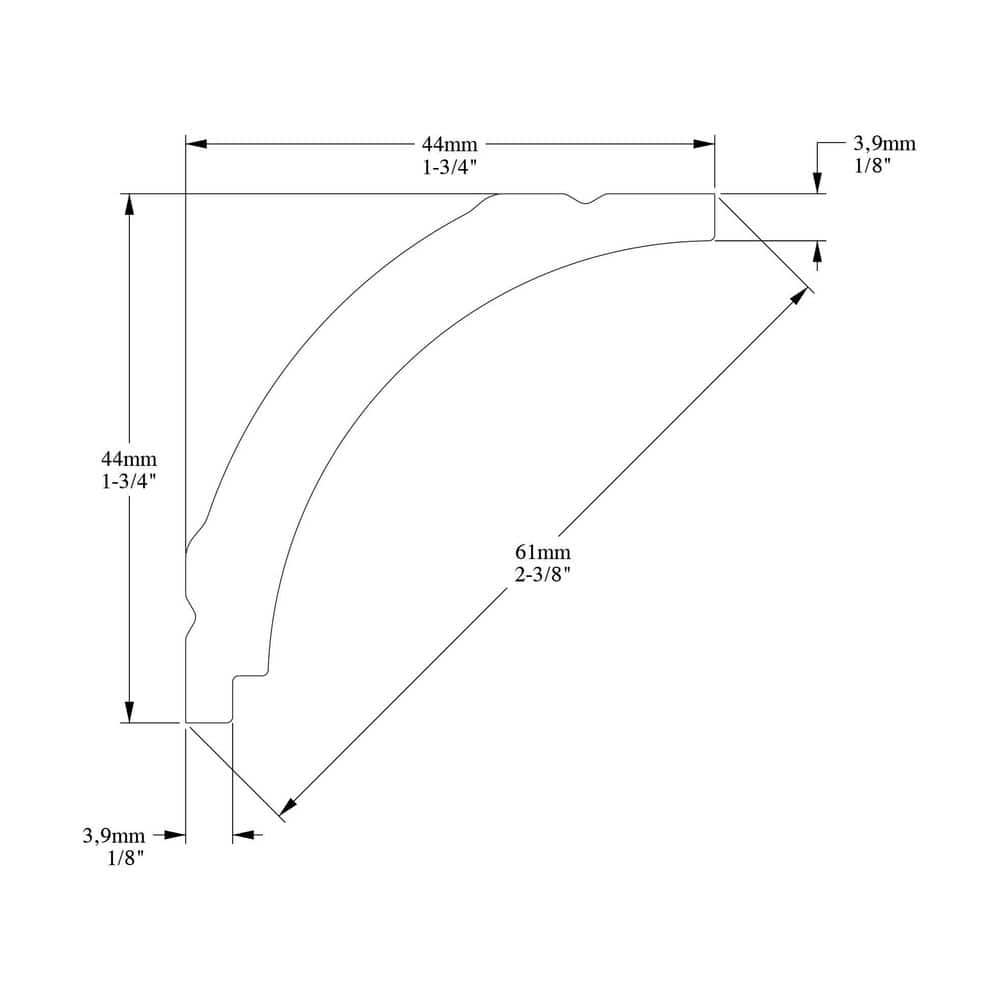 ORAC DECOR 1-3/4 in. x 1-3/4 in. x 78-3/4 in. Primed White Plain Polystyrene Crown Moulding (6-Pack)