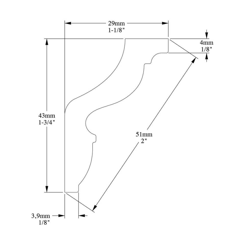 ORAC DECOR 1-1/8 in. x 1-3/4 in. x 78-3/4 in. Primed White Plain Polystyrene Crown Moulding (5-Pack)