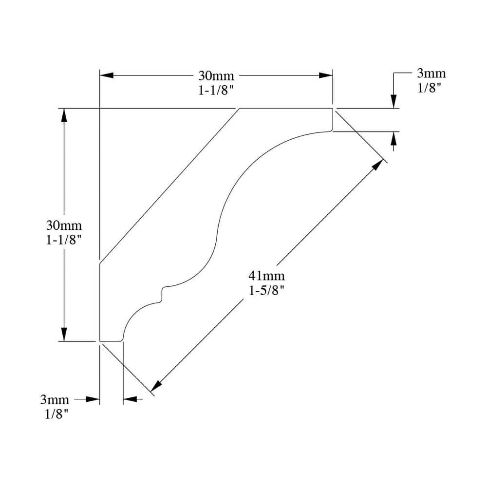 ORAC DECOR 1-1/8 in. x 1-1/8 in. x 78-3/4 in. Primed White Plain Polystyrene Crown Moulding (6-Pack)