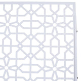 76 in. H x 48 in. W Metal Freestanding White Decorative Panel with Hollow Line Design for Balconies, Patios, and Gardens