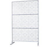 76 in. H x 48 in. W Metal Freestanding White Decorative Panel with Hollow Line Design for Balconies, Patios, and Gardens