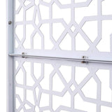 76 in. H x 48 in. W Metal Freestanding White Decorative Panel with Hollow Line Design for Balconies, Patios, and Gardens