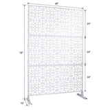 76 in. H x 48 in. W Metal Freestanding White Decorative Panel with Hollow Line Design for Balconies, Patios, and Gardens