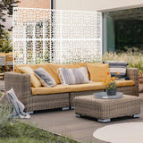 76 in. H x 48 in. W Metal Freestanding White Decorative Panel with Hollow Line Design for Balconies, Patios, and Gardens