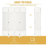 4-Panel Room Divider, Folding Privacy Screen, Room Separator, Wave Fiber Freestanding Partition Wall Divider in White