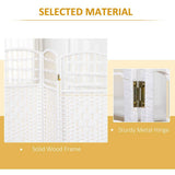 4-Panel Room Divider, Folding Privacy Screen, Room Separator, Wave Fiber Freestanding Partition Wall Divider in White