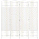 4-Panel Room Divider, Folding Privacy Screen, Room Separator, Wave Fiber Freestanding Partition Wall Divider in White