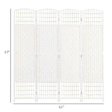 4-Panel Room Divider, Folding Privacy Screen, Room Separator, Wave Fiber Freestanding Partition Wall Divider in White