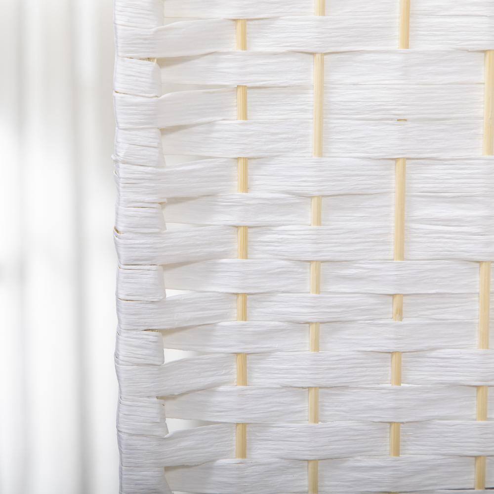 4-Panel Room Divider, Folding Privacy Screen, Room Separator, Wave Fiber Freestanding Partition Wall Divider in White