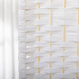 4-Panel Room Divider, Folding Privacy Screen, Room Separator, Wave Fiber Freestanding Partition Wall Divider in White