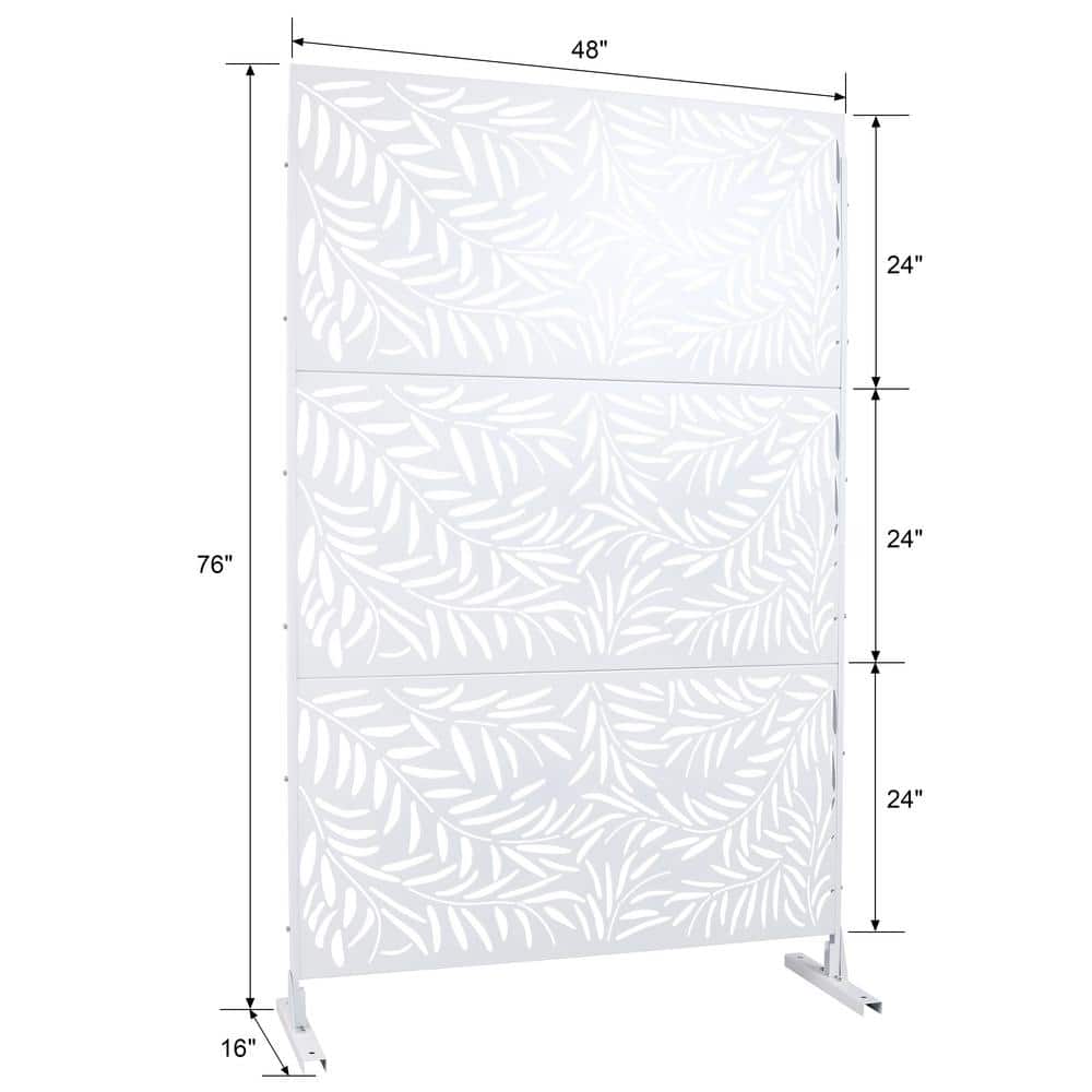 6.3 ft. H x 4 ft. W White Outdoor Privacy Screen Metal Garden Fence Panels Freestanding Decorative Screen Panel