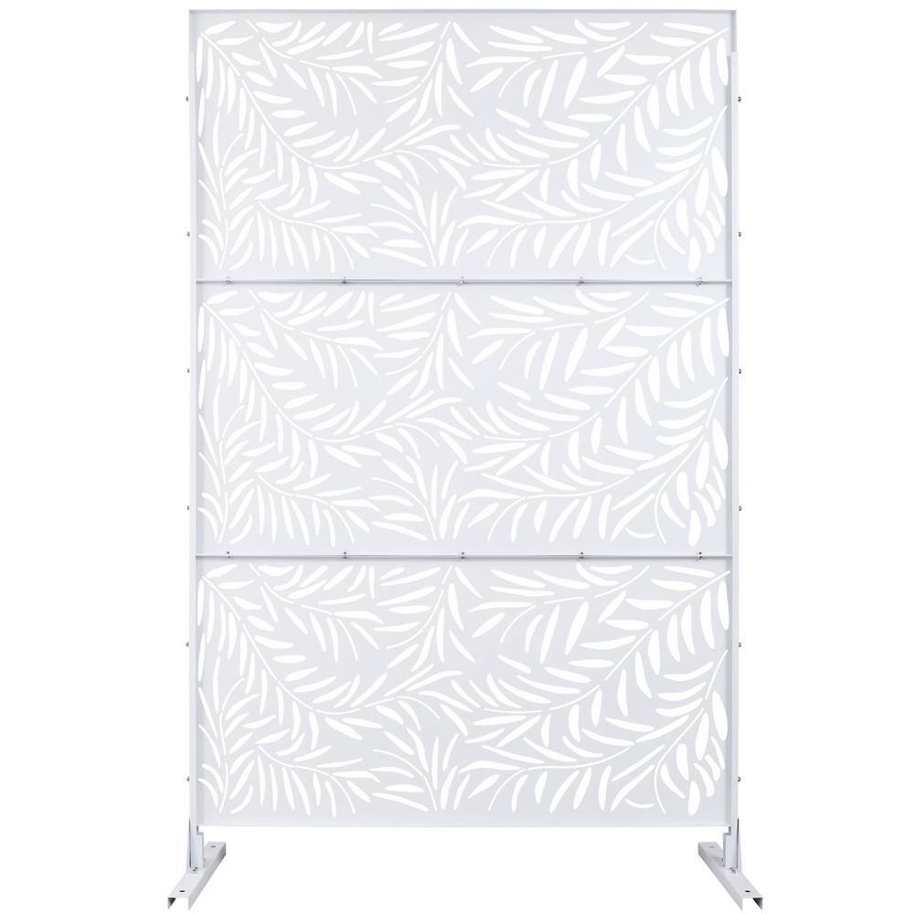 6.3 ft. H x 4 ft. W White Outdoor Privacy Screen Metal Garden Fence Panels Freestanding Decorative Screen Panel