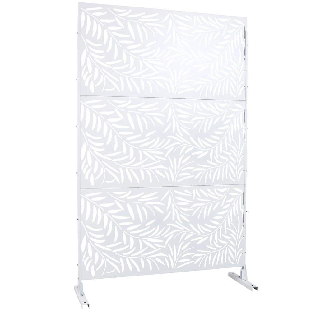 6.3 ft. H x 4 ft. W White Outdoor Privacy Screen Metal Garden Fence Panels Freestanding Decorative Screen Panel
