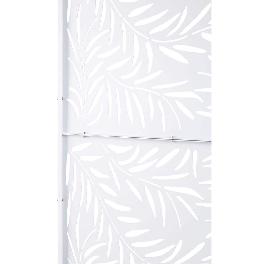 6.3 ft. H x 4 ft. W White Outdoor Privacy Screen Metal Garden Fence Panels Freestanding Decorative Screen Panel
