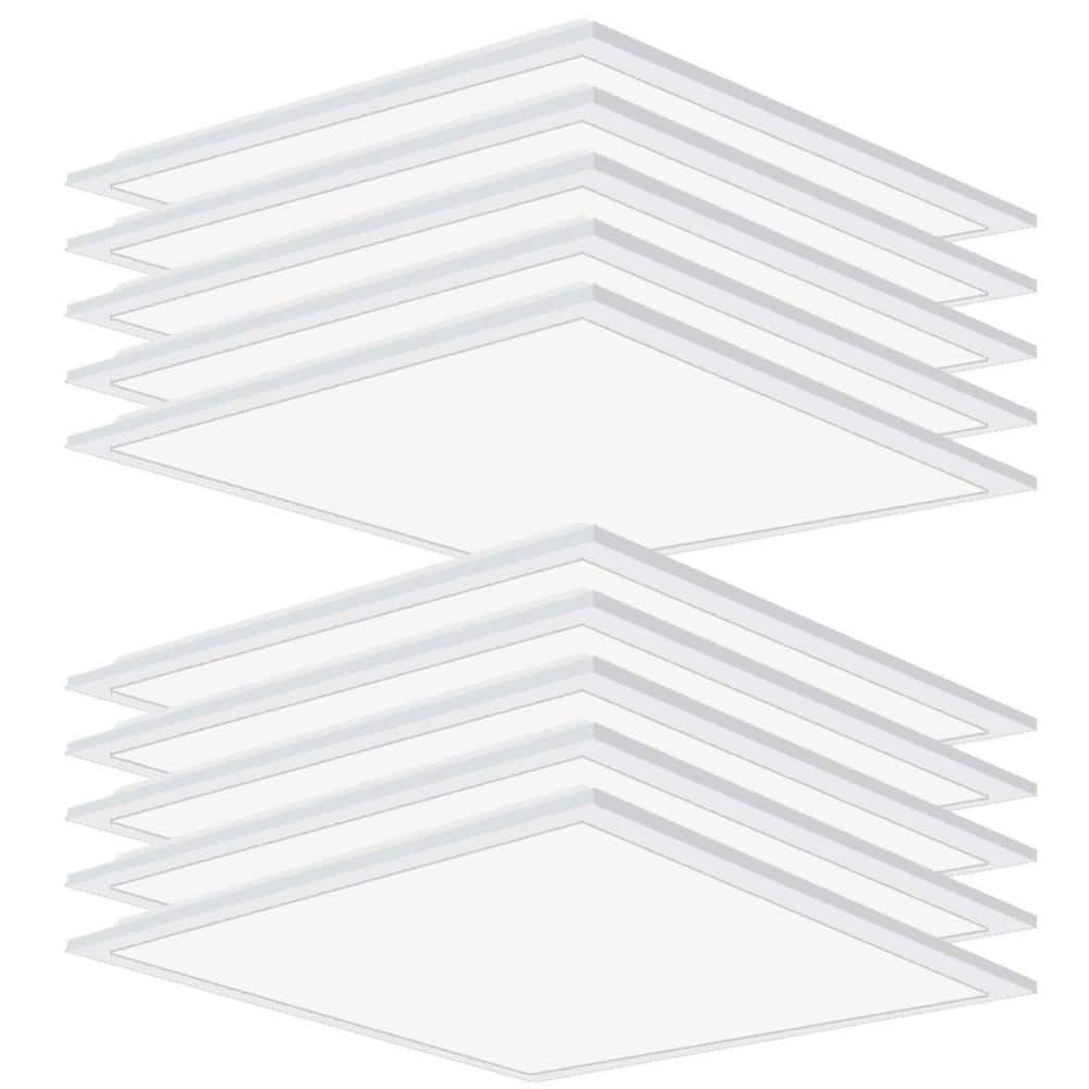 Honbei 2 ft. x 2 ft. 5800 Lumens Integrated LED Panel Light 5000K 2x2 Troffer Lights for Kitchen 0-10V Dimmable Lighting 10Pack