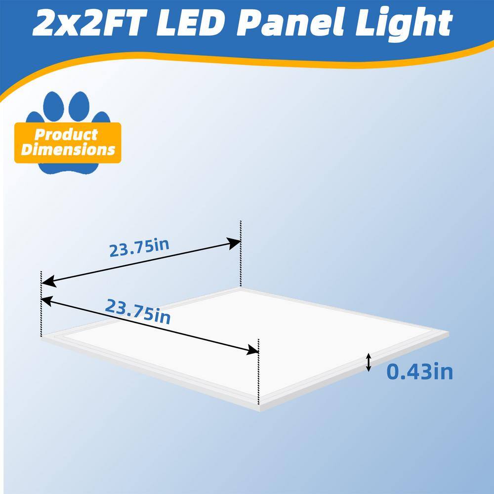 Honbei 10Pack 2 ft. x 2 ft. 5800 Lumens Integrated LED Panel Light, 5000K 2x2 LED Troffer Panel Lights for Kitchen, ETL Liated