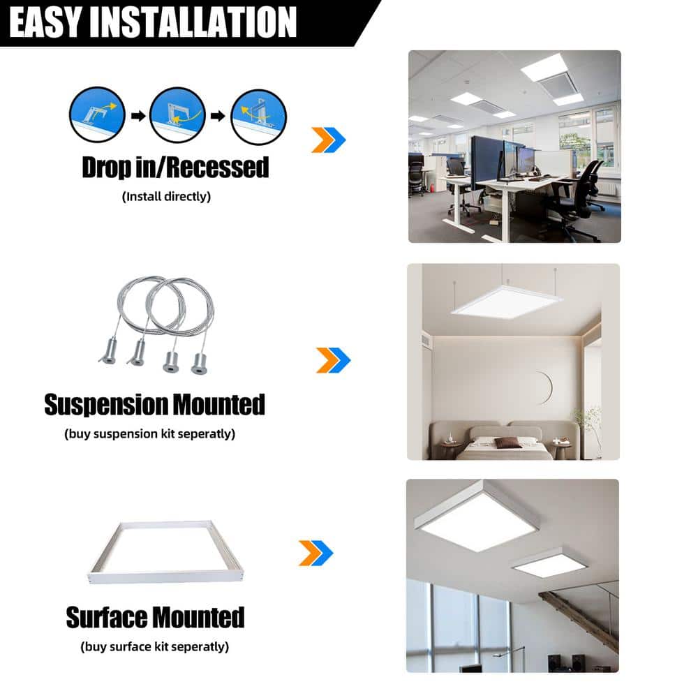 WYZM 2 ft. x 2 ft. 5800 Lumens Integrated LED Panel Light Dimmable 0-Volt-10-Volt 5000K Bright White (12-Pieces)