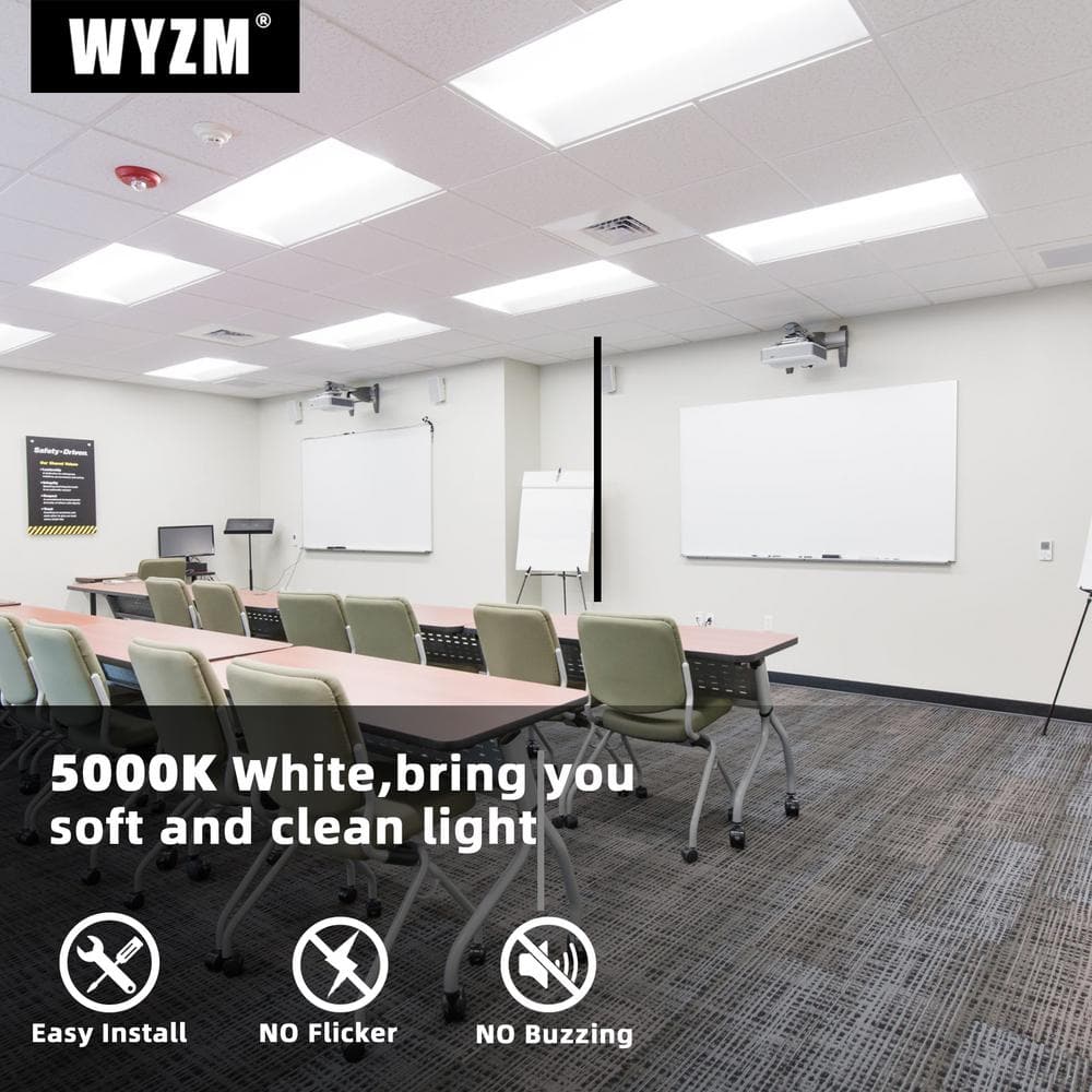 WYZM 2 ft. x 2 ft. 5800 Lumens Integrated LED Panel Light Dimmable 0-Volt-10-Volt 5000K Bright White (12-Pieces)
