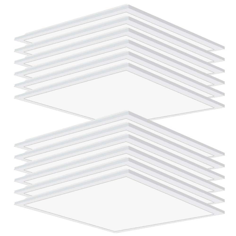 Honbei 2 ft. x 2 ft. 5800-Lumens Integrated LED Panel Light, 5000K 5800 LM Recessed Edge-Lit Light Fixture, ETL Listed 12-Pack