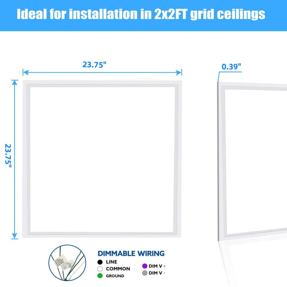 WYZM 2 ft. x 2 ft. 5800 Lumens Integrated LED Flat Panel Light 5000K Bright White Dimmanle 0-Volt-10-Volt (16-Pieces)
