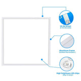 Honbei 2 ft. x 2 ft. 5800 LM Integrated LED Panel Light 5000K LED Panel Lights Recessed Edge-Lit for Commercial Office (2-Pack)