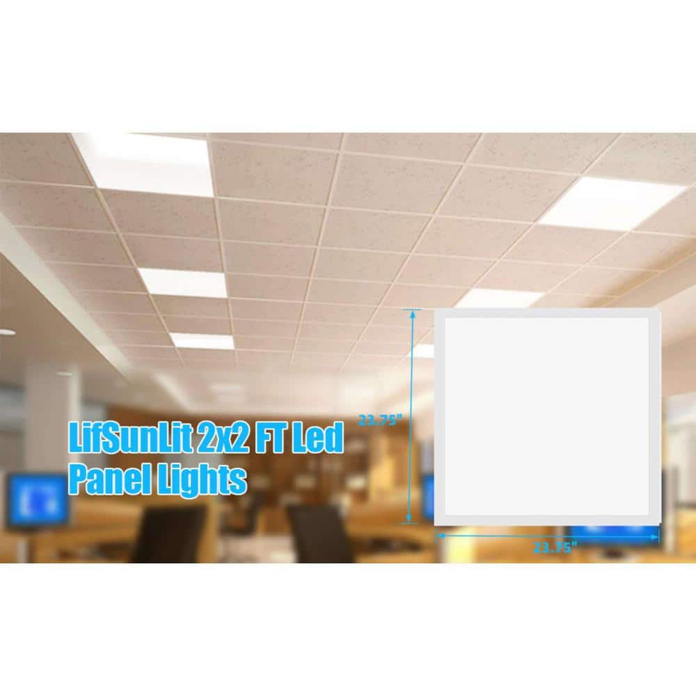Honbei 2 ft. x 2 ft. 5800 Lumens Integrated LED Panel Light, 5000K2X2 FT Drop Ceiling Flat LED Light Panel, ETL Listed 4 Pack