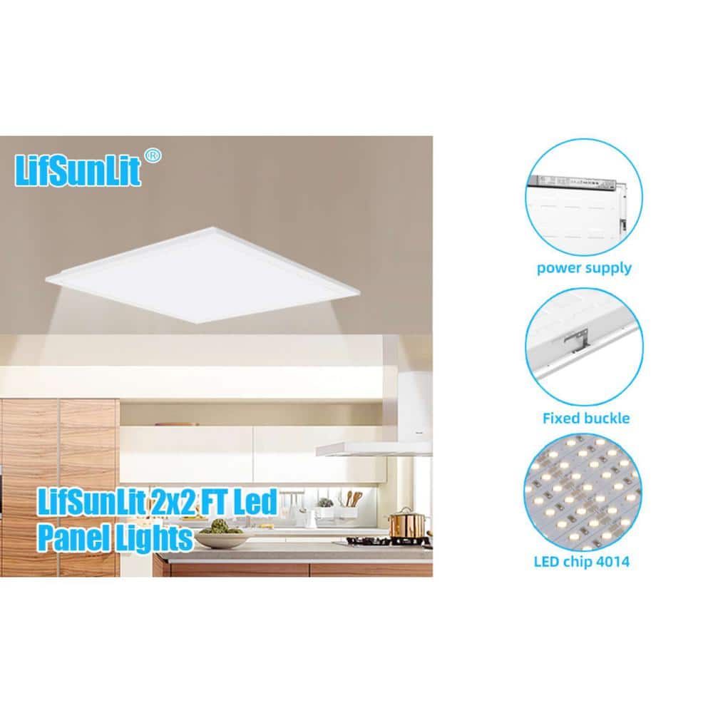 Honbei 2 ft. x 2 ft. 5800 LM Integrated LED Panel Light, 5000K 2 x 2 LED Flat Panel Light Recessed Back-Lit for Office (6-Pack)
