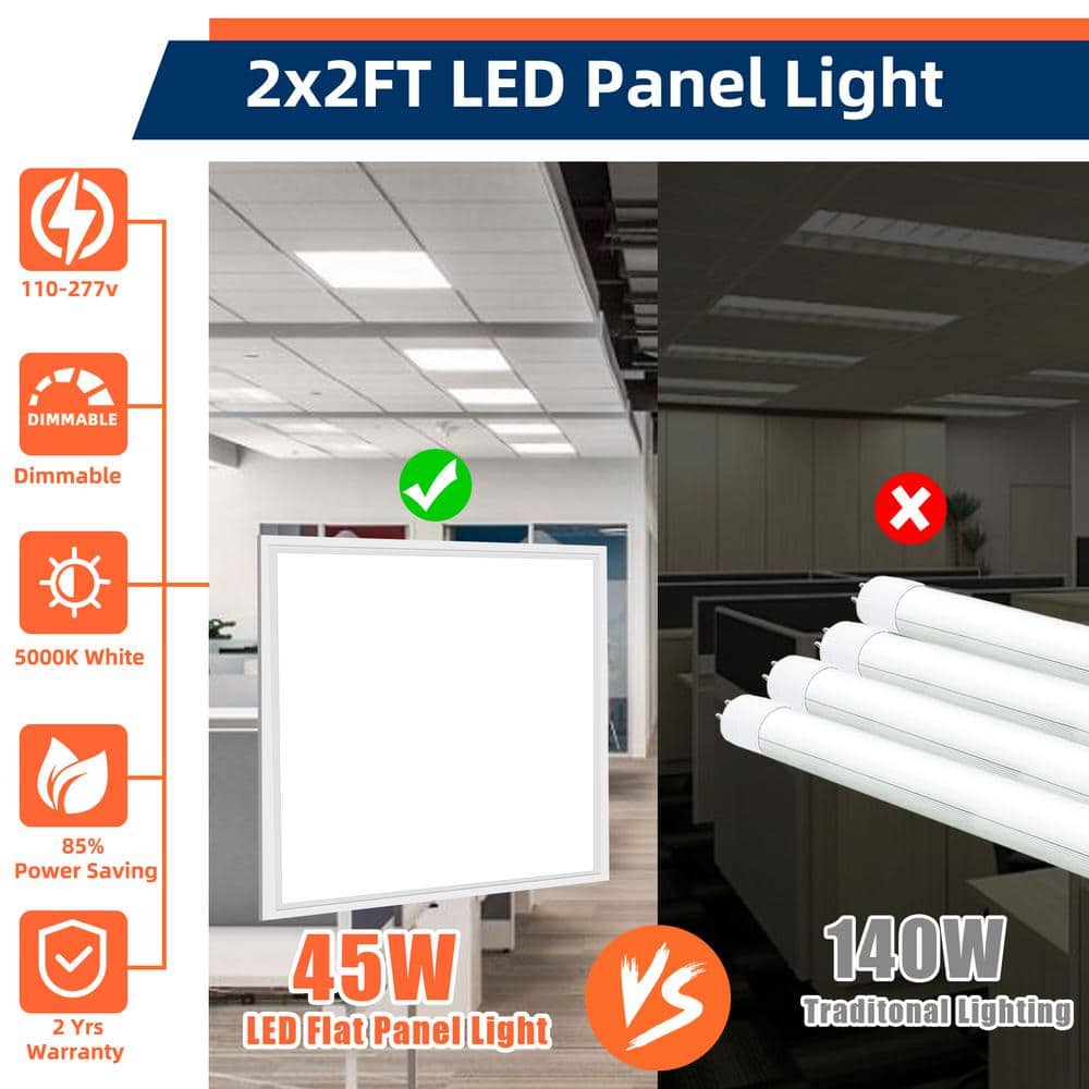 WYZM 2 ft. x 2 ft. 5800Lumens Integrated LED Panel Light 5000K Bright White edge-lit LED Flat Panel Light (6-Pieces)