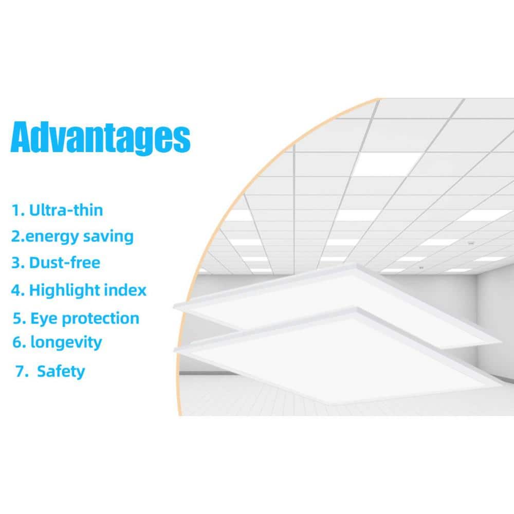 Honbei 2 ft. x 2 ft. 5800LM Integrated LED Panel Light 5000K 2 x 2 LED Recessed Back-Lit Drop Ceiling Light ETL Listed (6-Pack)