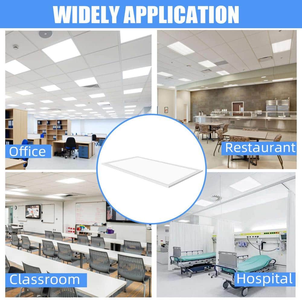 Honbei 2 ft. x 4 ft. 7800 Lumens Integrated LED Panel Light, 5000K LED Flat Panel Light Lay in Fixture for Office (10-Pack)