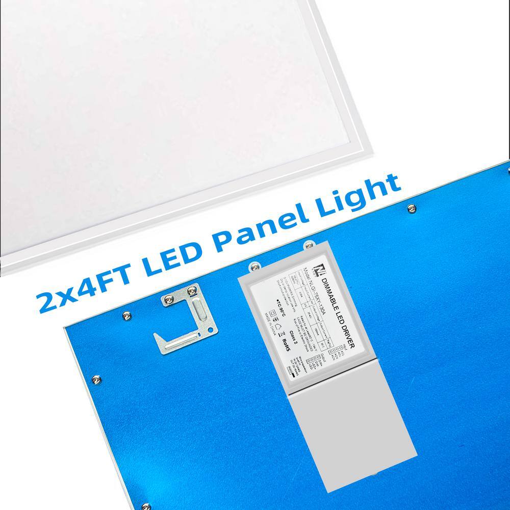 WYZM 2 ft. x 4 ft. 175-Watt Equivalent Integrated White LED Flat Panel Light Troffer Lights 7800 Lumens, 5000K (10-Pieces)