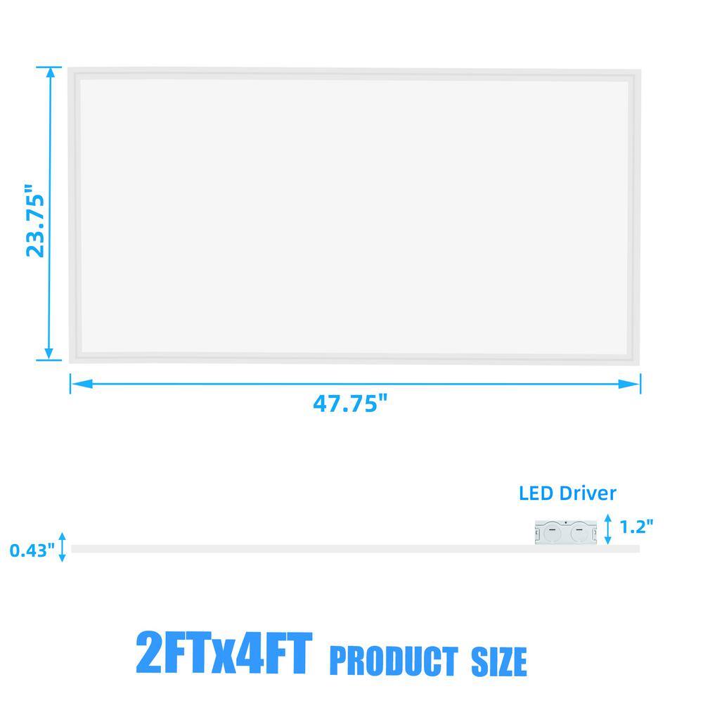 WYZM 2 ft. x 4 ft. 175-Watt Equivalent Integrated White LED Flat Panel Light Troffer Lights 7800 Lumens, 5000K (10-Pieces)