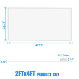 WYZM 2 ft. x 4 ft. 175-Watt Equivalent Integrated White LED Flat Panel Light Troffer Lights 7800 Lumens, 5000K (10-Pieces)