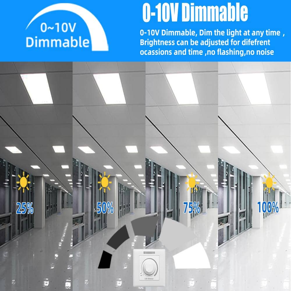 Honbei 12 Pack 2 ft. x 4 ft.7800 Lumens Integrated LED Panel Light, 5000K 2x4 LED Light Fixture 0/10-Volt Dimmable ETL Listed