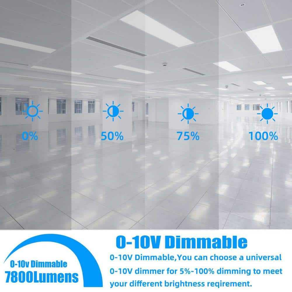 Honbei 2ft. x 4ft.7800 Lm Integrated LED Panel Light,5000K Recessed Edge-Lit 2x4 LED Flat Panel Light 110-277V 16 Pack