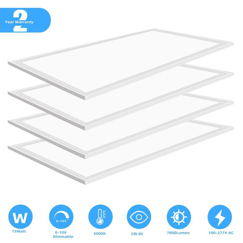 WYZM 2 ft. x 4 ft. 175-Watt Equivalent Integrated White LED Troffer Panel Light 7800lumen, 5000K Daylight (16-Pack)