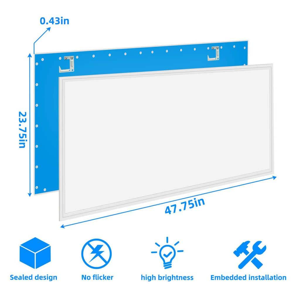 Honbei 2 ft. x 4 ft.7800 Lm Integrated LED Panel Light, 5000K Recessed Edge-Lit LED Panel 110-277V, ETL Listed (20-Pack)