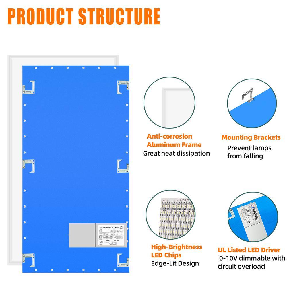 WYZM 2 ft. x 4 ft. 175-Watt Equivalent Integrated White LED Troffer Panel Light 7800lumen 5000K LED Panel Light (20-Pack)