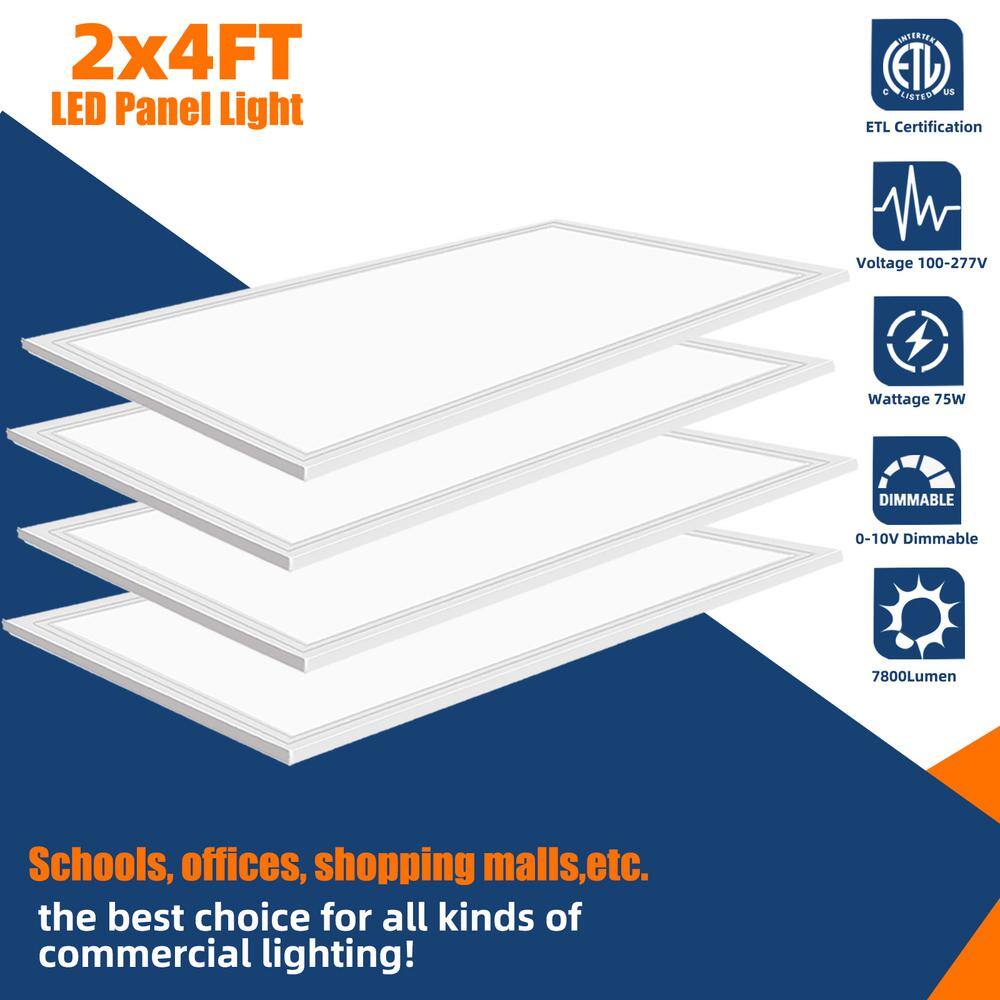 WYZM 2 ft. x 4 ft. 175-Watt Equivalent Integrated White LED Troffer Panel Light 7800lumen 5000K LED Panel Light (20-Pack)