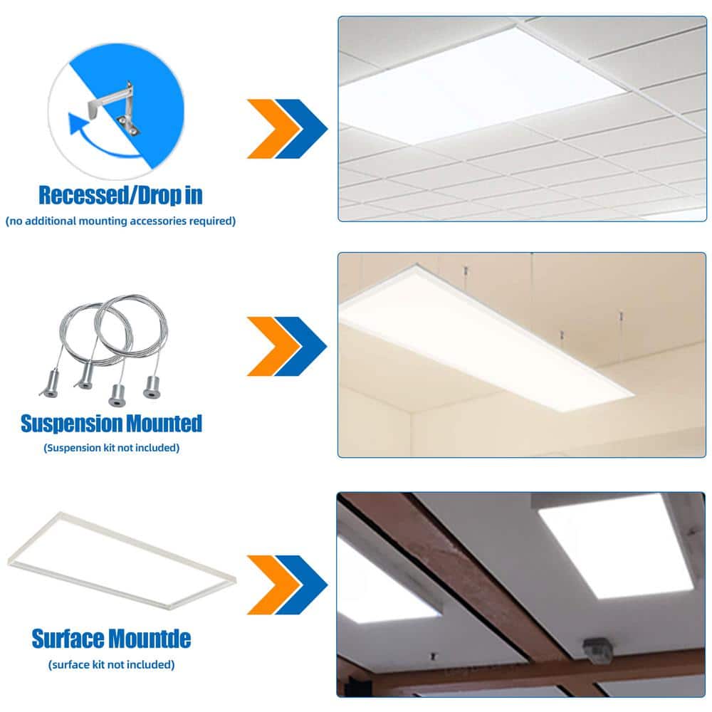 Honbei 2 ft. x 4 ft. 7800 Lumens Integrated LED Panel Light, 5000K LED Light Fixture 110-277V ETL Listed (20-Pack)