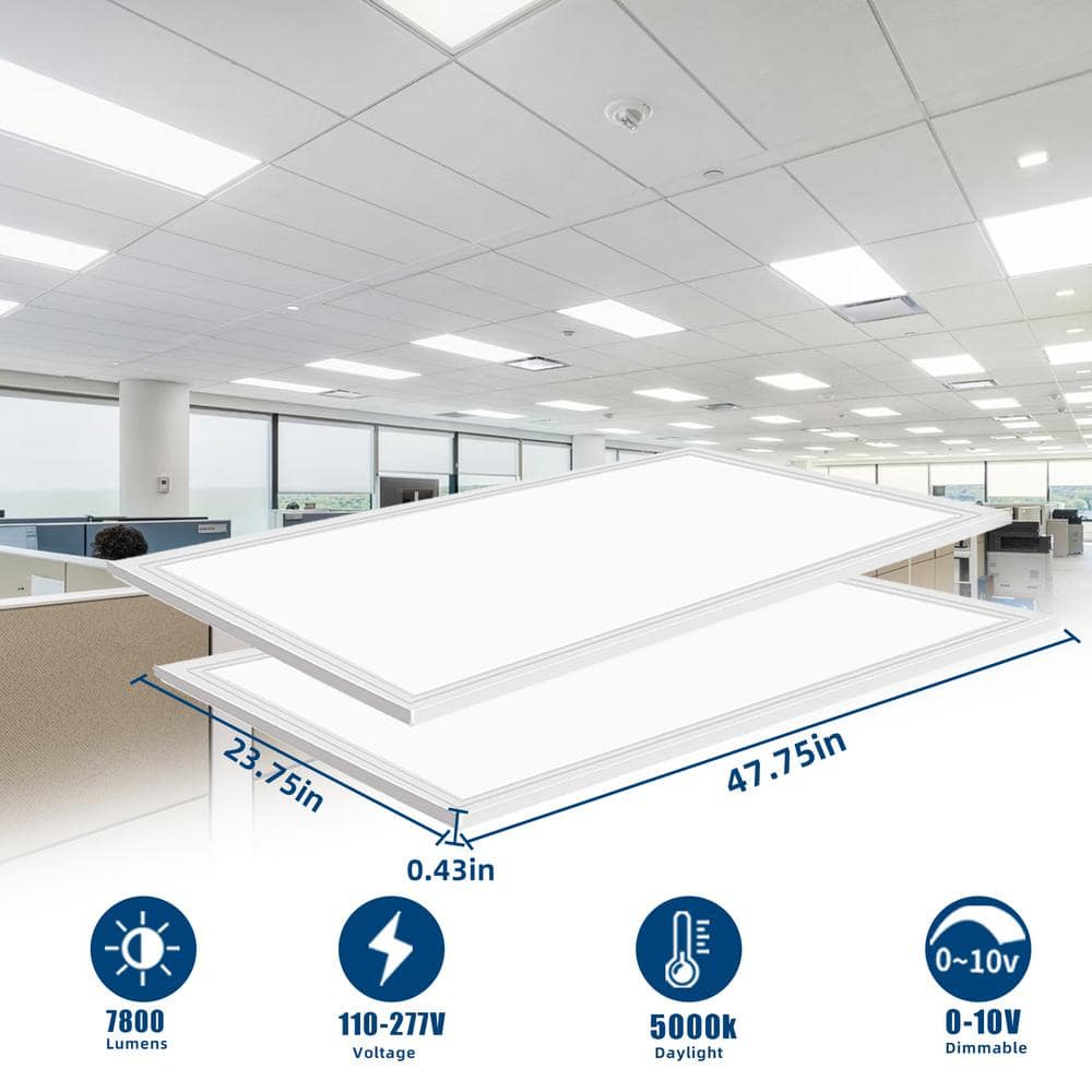 Honbei 2 ft. x 4 ft. 7800 Lumens Integrated LED Panel Light, 5000K LED Light Fixture 110-277V ETL Listed (20-Pack)