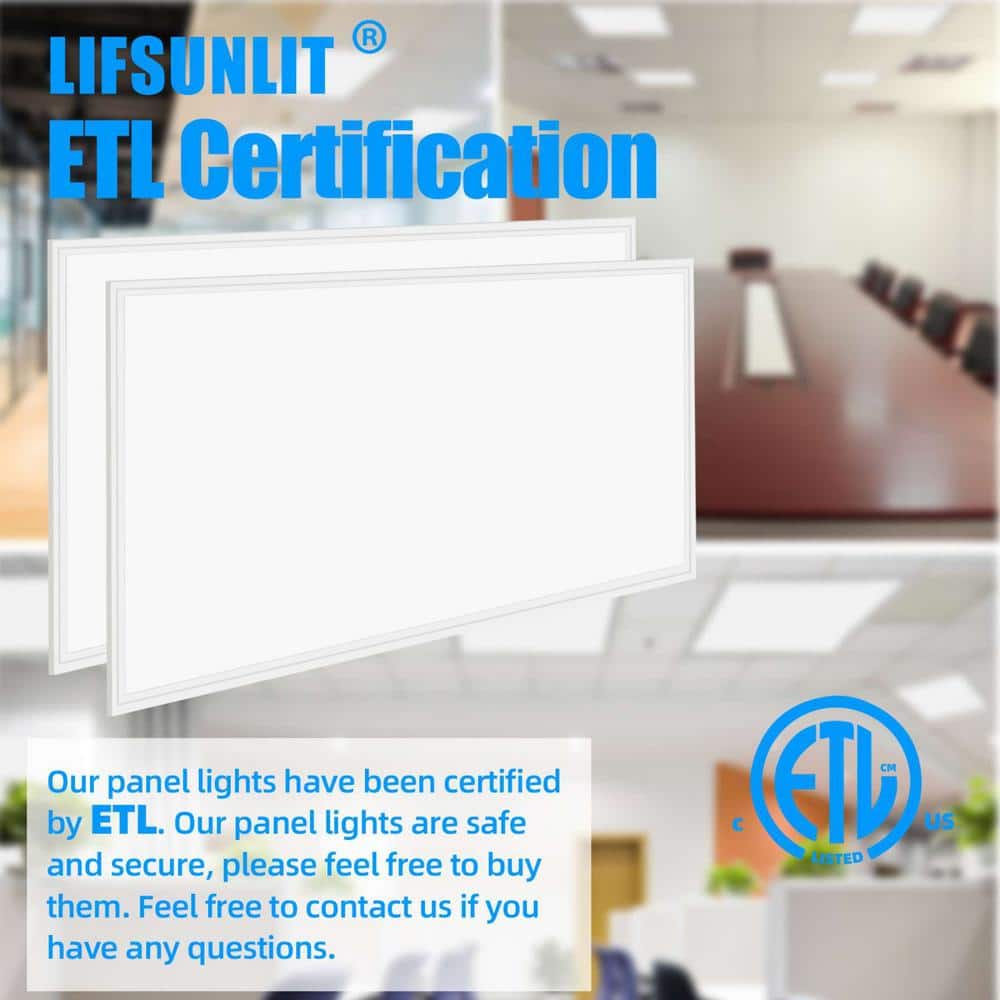 Honbei 2 ft. x 4 ft. 7800 Lumens Integrated LED Panel Light, 5000K LED Light Fixture ETL Listed Recessed EdgeLit Light (2-Pack)