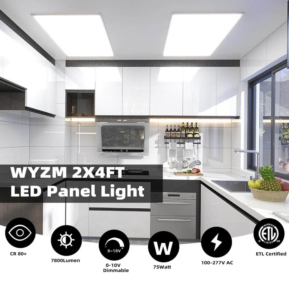 WYZM 2 ft. x 4 ft. 175-Watt Equivalent Integrated White LED Troffer Panel Light 5000K Bright White LED Panel Light (4-Piece)