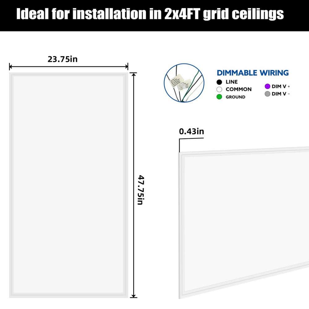 WYZM 2 ft. x 4 ft. 175-Watt Equivalent Integrated White LED Troffer Panel Light 5000K Bright White LED Panel Light (4-Piece)