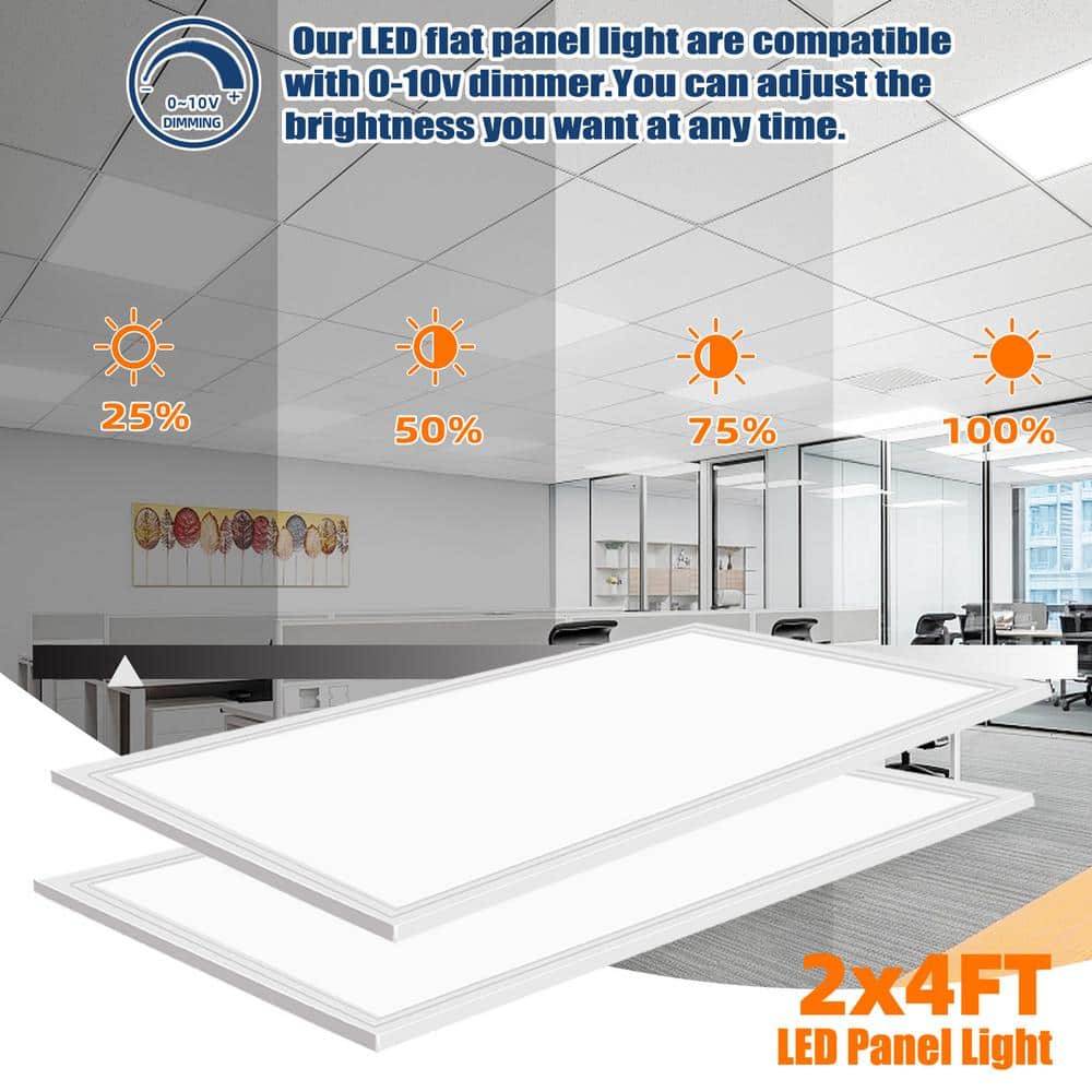 WYZM 2 ft. x 4 ft. 175-Watt Equivalent Integrated LED Troffer Panel Light, 7800 Lumens, 5000K (4-Pack)