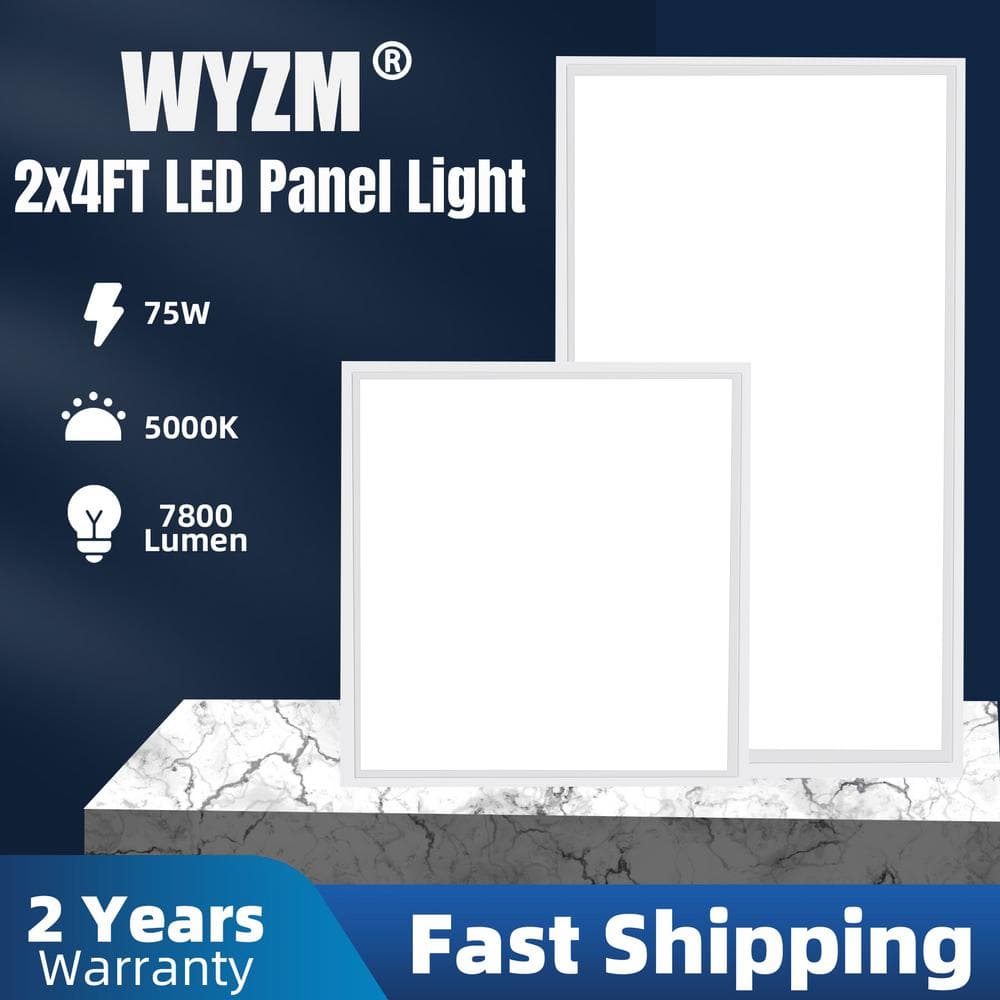 WYZM 2 ft. x 4 ft. 7800 Lumens Integrated LED Troffer Light 5000K (8-Pack)