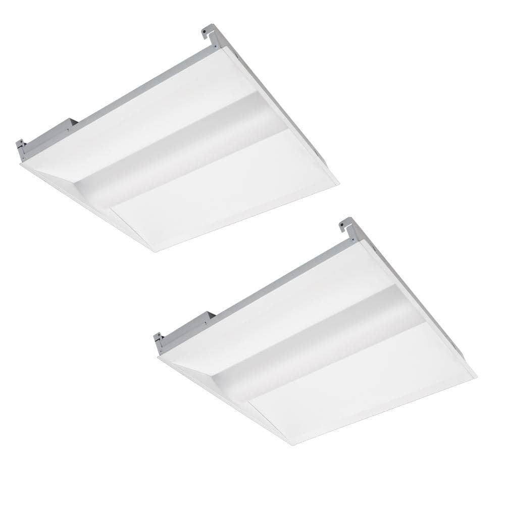 RUN BISON 2ft.x2ft White 100W Equivalent Dimmable 3500K-4000K-5000K Integrated LED Troffer Light, up to 5000-Lumens (2-Pack)